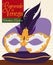 Luxurious Colombina Mask with Feathers for Venetian Carnival Celebration, Vector Illustration