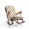 Luxurious Cream Leather Rocking Chair With Ottoman - 3d Render