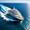 Luxurious Cruise Yacht Sailing Across Vast Ocean Waters, Generative AI