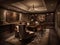 A luxurious and decadent private wine room with plush seating created with Generative AI