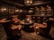 A luxurious and decadent whiskey bar with plush leather chairs created with Generative AI