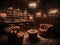 A luxurious and decadent whiskey bar with plush leather chairs created with Generative AI