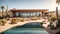 luxurious desert dream house with an infinity pool, cacti gardens, and breathtaking views of sand dunes