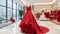 Luxurious dress display at shopping mall with free copy space, fashion boutique showcase