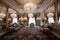 luxurious and elegant decor, with plush carpeting, crystal chandeliers and ornate mirrors