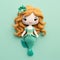 Luxurious Felt Mermaid Doll With Brown Hair - Detailed Wall Hanging