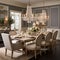 Luxurious furnished dining room, glamour dining area, elegant interior design