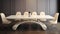 Luxurious Futurist White Dining Table With Seven Chairs