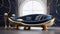 Luxurious Futuristic Classical Style Sofa In Navy, Gold, And White