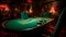 Luxurious Gaming: Poker Table with Green Tablecloth and Black Armchairs in a High-End Casino