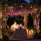 Luxurious garden wedding set under an elegant pergola