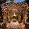 Luxurious garden wedding set under an elegant pergola