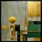 Luxurious Geometry: Abstract Modernist Grids With Gold Ball And Green Paint