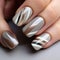 Luxurious Geometry: Vibrant Nails With Grey Stripes By Serge Marshennikov