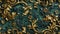 Luxurious Golden Baroque Patterns on a Teal Background