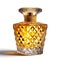 Luxurious Golden Perfume Bottle with Crystal Design. Generative ai