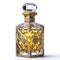 Luxurious Golden Perfume Bottle with Crystal Design. Generative ai