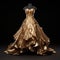 Luxurious Golden Wedding Dress In Hyper Realistic 3d Portrait