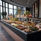 Luxurious Gourmet Buffet in Minimalist Art Style
