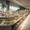 Luxurious Gourmet Buffet in Minimalist Art Style