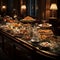 Luxurious Gourmet Buffet Setup with Variety of Appetizing Dishes