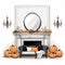 Luxurious Halloween Interior Design With Jackolanterns And Fireplace