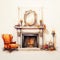 Luxurious Halloween Interior Design Sketch With Fireplace And Armchair