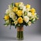 Luxurious Handcrafted Yellow And White Roses In A Vase