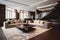 Luxurious home interior with carpet and sofa. Generative ai