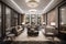 luxurious hotel lobby with contemporary furnishings, sleek fixtures, and stylish accents