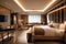 luxurious hotel room, with sleek furnishings and modern amenities