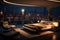 Luxurious hotel suite, 3D rendered with a stunning night city panorama