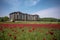 luxurious hotel with tulip fields in the background, ideal for a relaxing getaway