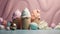 Luxurious ice cream cones on pastel background