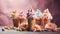 Luxurious ice cream cones on pastel background