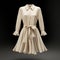 Luxurious Ivory Shirt Dress: Hyper Realistic And Super Detailed