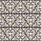Luxurious light damask pattern, gold outline. Seamless print of abstract floral elements in the form of a triangle, marengo