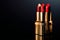 Luxurious Lipsticks Trio with Golden Glitter