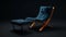 Luxurious Lounge Chair And Ottoman In Dark Amber And Azure