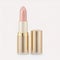 Luxurious matte lipstick with a cool-toned shade and moisturizing formula with lid in gold.