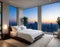 Luxurious modern apartment terrace with ocean
