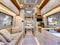 Luxurious and modern camper interior with comfortable living space
