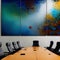 Luxurious and modern conference board room with chairs and table. Generative AI