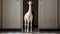 Luxurious Neoclassical Sculpture: White Giraffe In A Hallway