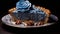 Luxurious Opulence Hyperrealistic Pecan Pie With Blue Sakura Flower Cake