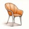 Luxurious Orange Metal Chair: Architectural Illustrator\\\'s Detailed Sketching