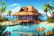 A luxurious overwater bungalow at a resort vector tropical background