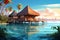 A luxurious overwater bungalow at a resort vector tropical background