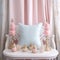 Luxurious pillow in pastel colors, shabby chic style