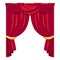 Luxurious red curtains flat vector illustration